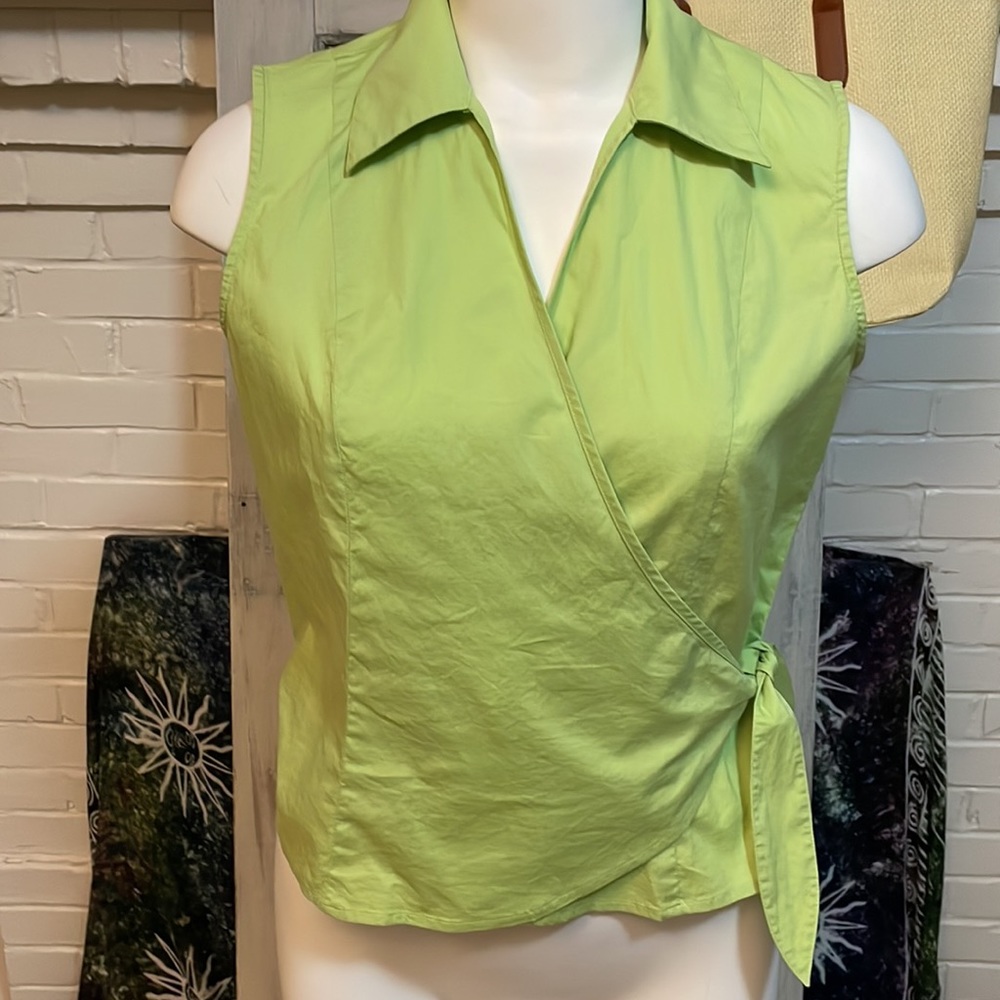 RAFAELLA Green Wrap Top